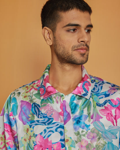 Garden Gala – Premium Soft Satin Shirt