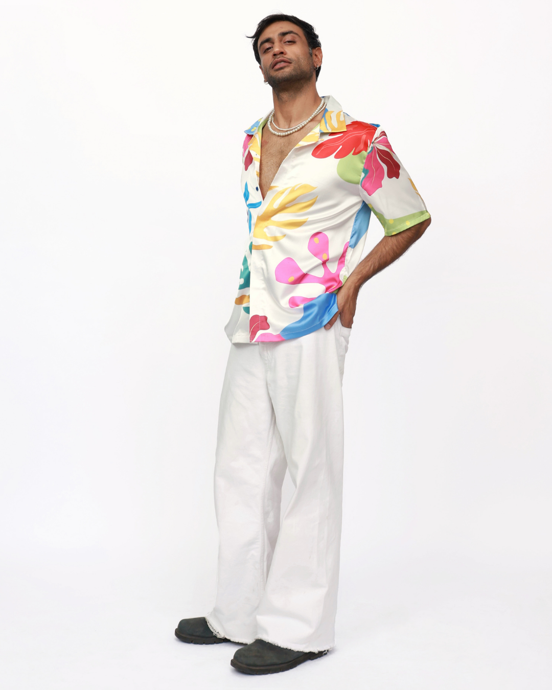 Tropical Blossoms - Premium Soft Satin Shirt