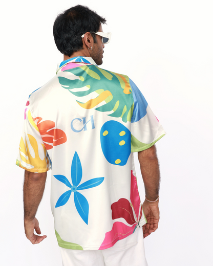 Tropical Blossoms – Premium Soft Satin Shirt