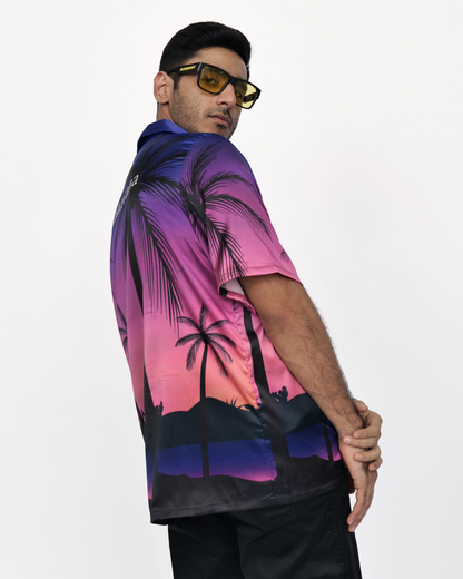 Purple Palms – Premium Soft Satin Shirt