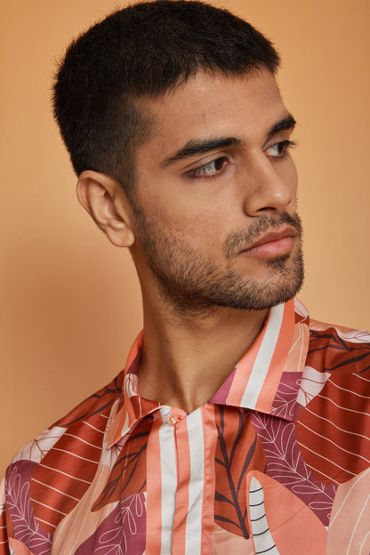Earthy Drift – Premium Soft Satin Shirt