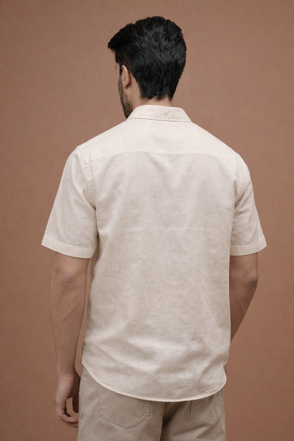 Light Sand Beige Linen Shirt