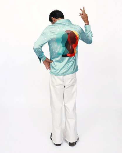 Aqua Elegance – Premium Soft Satin Party Shirt