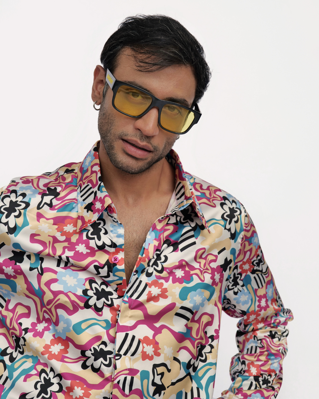 Floral Fusion – Premium Soft Satin Party Shirt