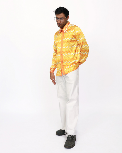 Sunset Serenity – Premium Soft Satin Party Shirt