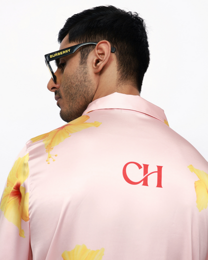 Hibiscus Paradise – Premium Soft Satin Shirt