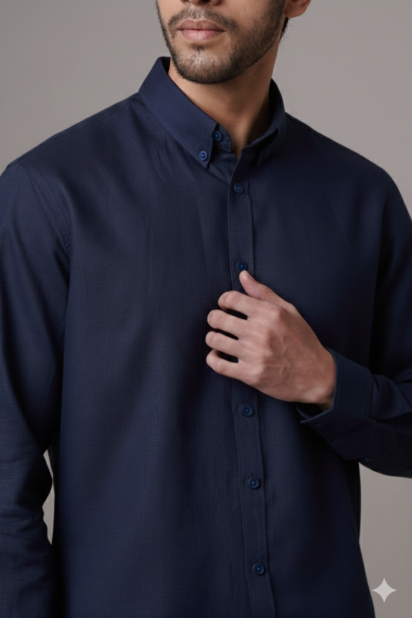 Midnight Navy Linen Shirt
