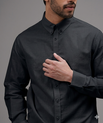 Midnight Black Linen Shirt