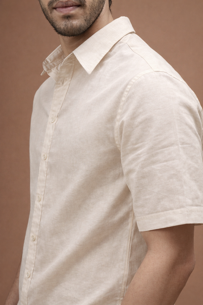 Light Sand Beige Linen Shirt
