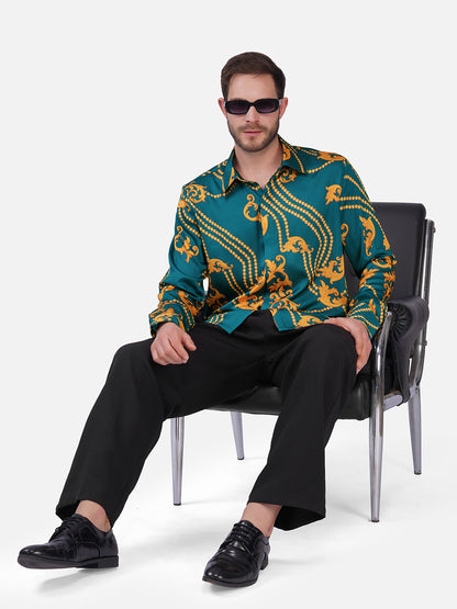 VERDE ROYALE – Premium Soft Satin Party Shirt