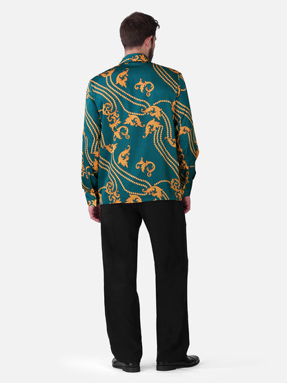 VERDE ROYALE – Premium Soft Satin Party Shirt