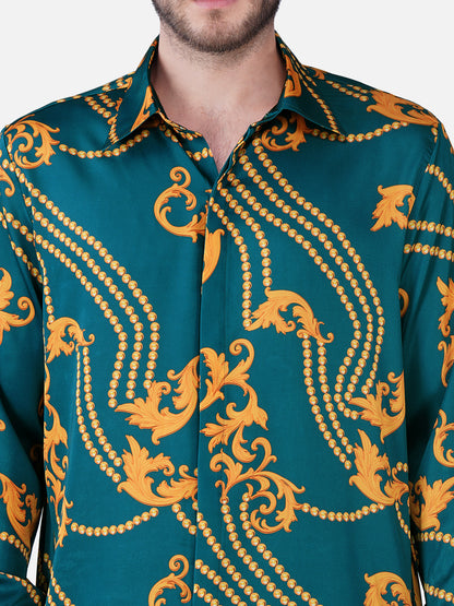 VERDE ROYALE – Premium Soft Satin Party Shirt