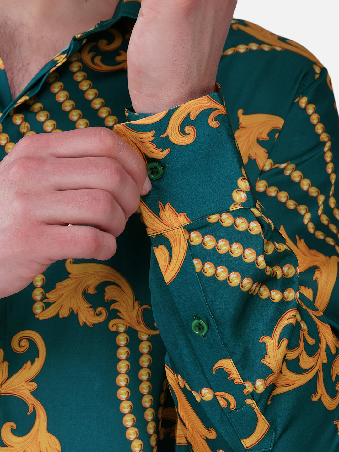 VERDE ROYALE – Premium Soft Satin Party Shirt