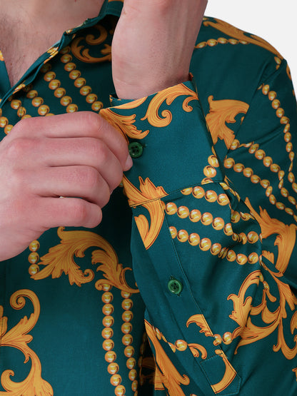 VERDE ROYALE – Premium Soft Satin Party Shirt