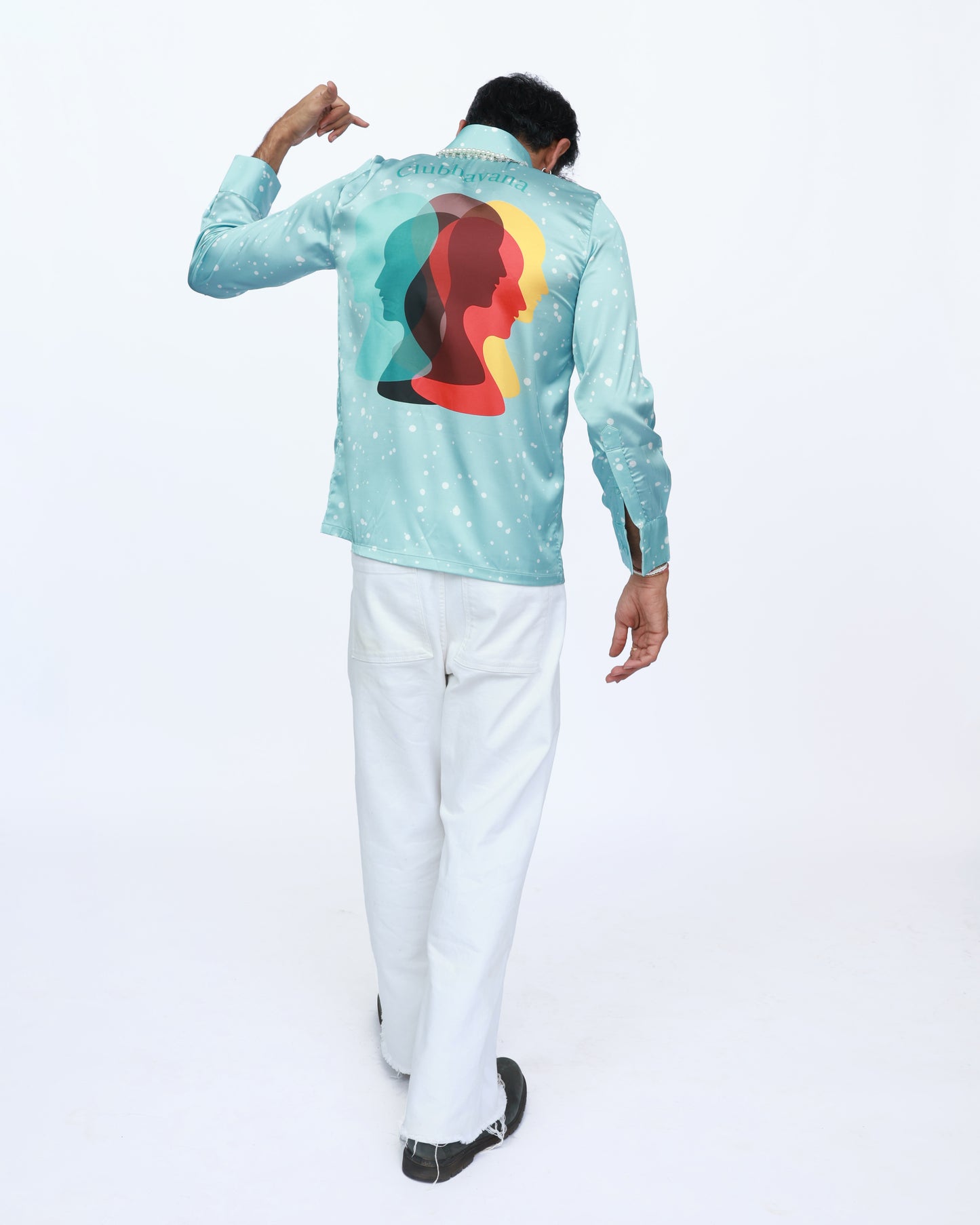 Aqua Elegance – Premium Soft Satin Party Shirt