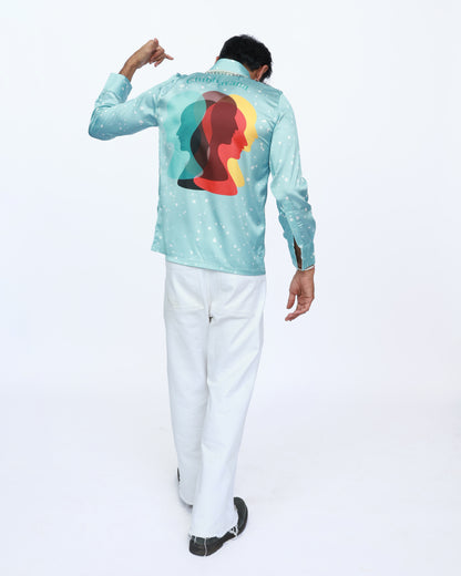 Aqua Elegance – Premium Soft Satin Party Shirt