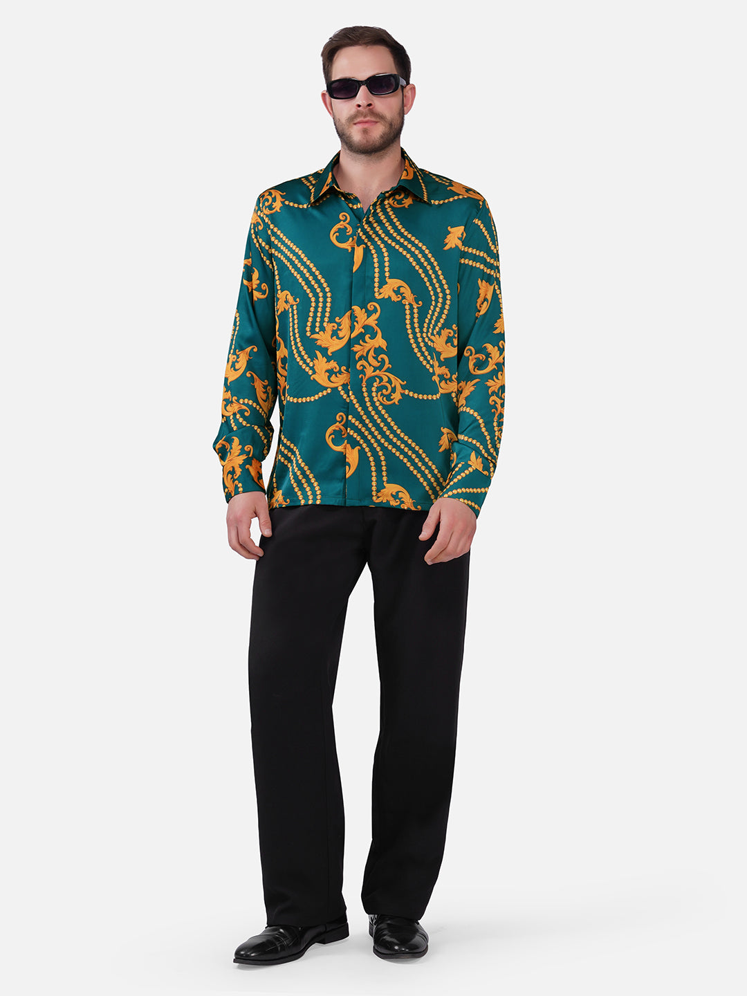 VERDE ROYALE – Premium Soft Satin Party Shirt