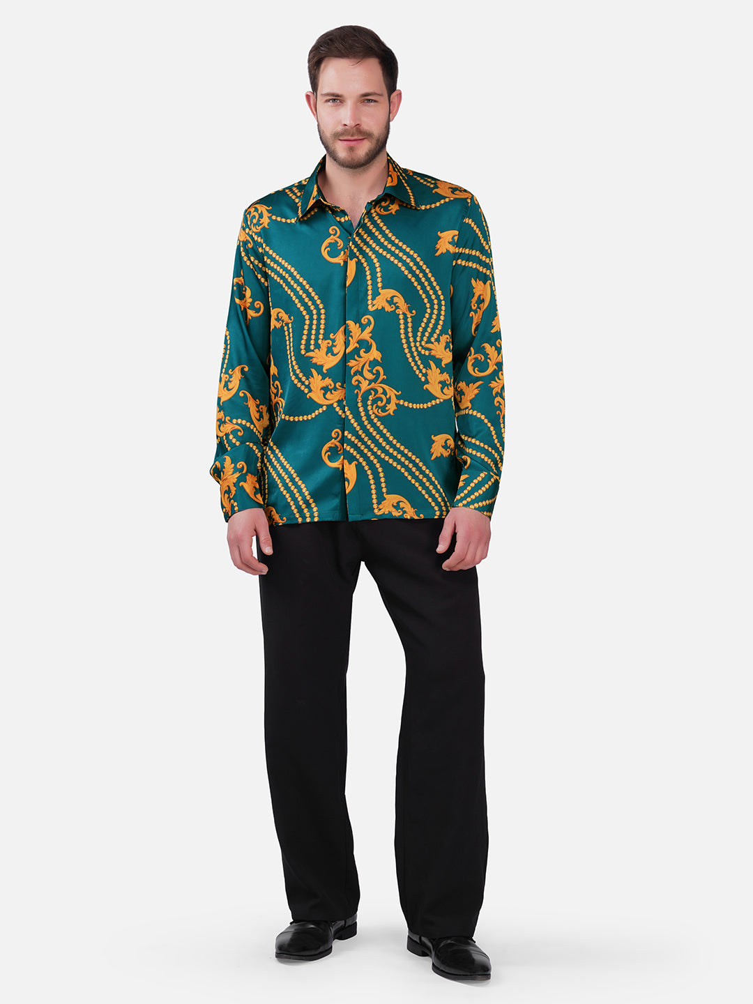 VERDE ROYALE – Premium Soft Satin Party Shirt