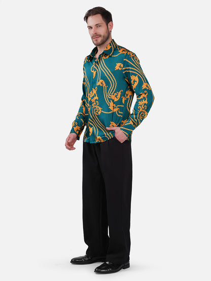 VERDE ROYALE – Premium Soft Satin Party Shirt