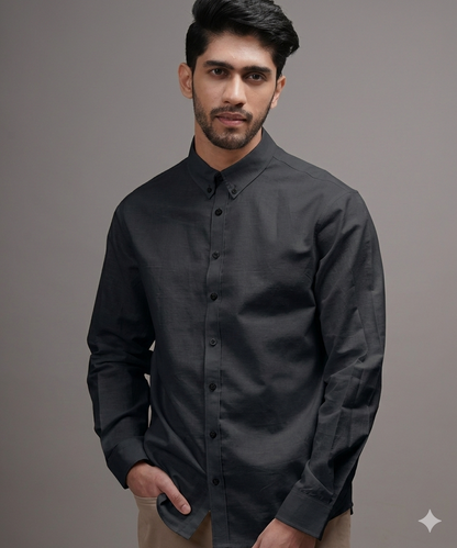 Midnight Black Linen Shirt