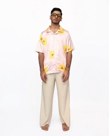 Hibiscus Paradise – Premium Soft Satin Shirt