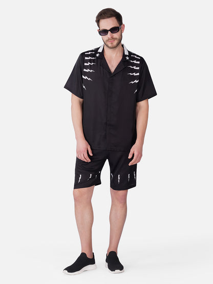 VOLT BLACK – Premium Soft Satin Co-Ord Set