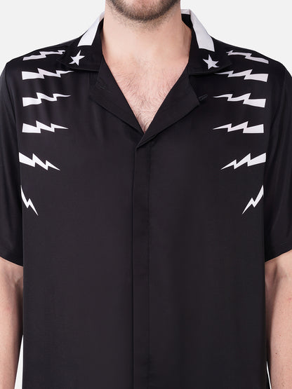 VOLT BLACK – Premium Soft Satin Party Shirt