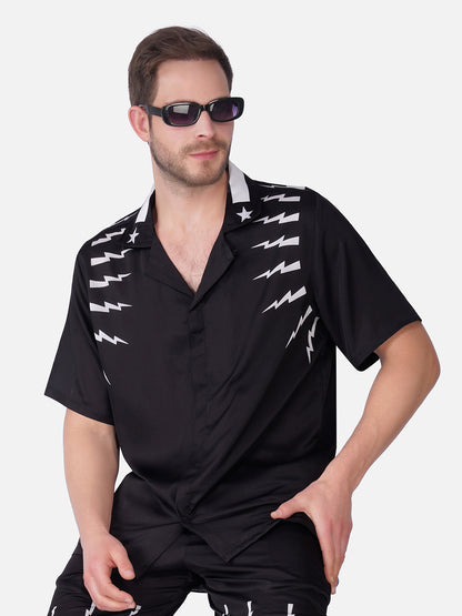 VOLT BLACK – Premium Soft Satin Party Shirt