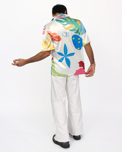 Tropical Blossoms – Premium Soft Satin Shirt