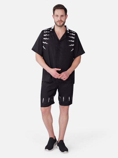 VOLT BLACK – Premium Soft Satin Co-Ord Set