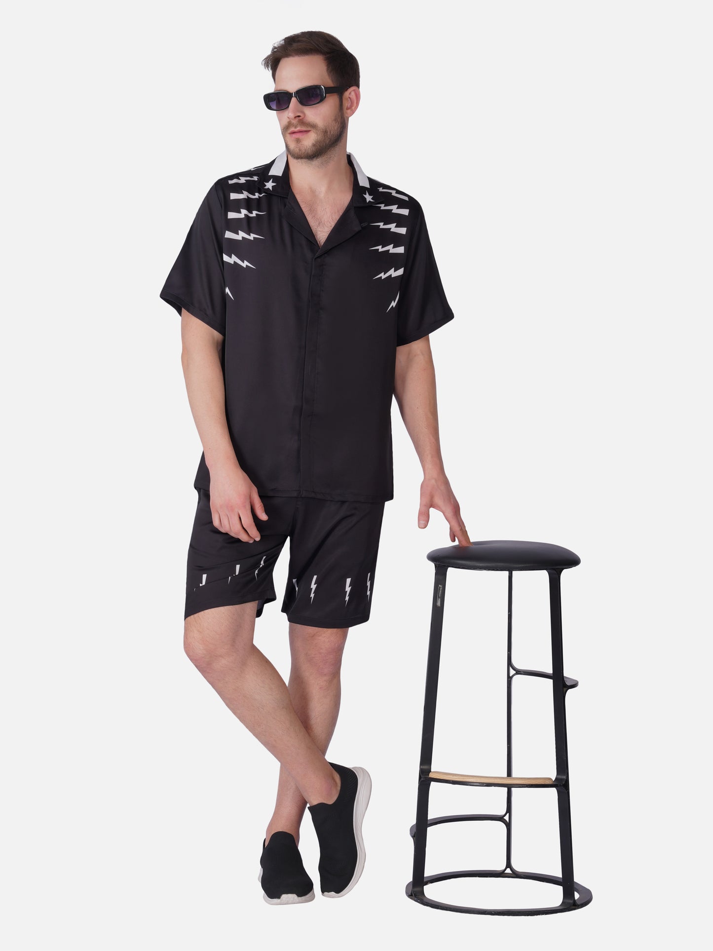 VOLT BLACK – Premium Soft Satin Co-Ord Set