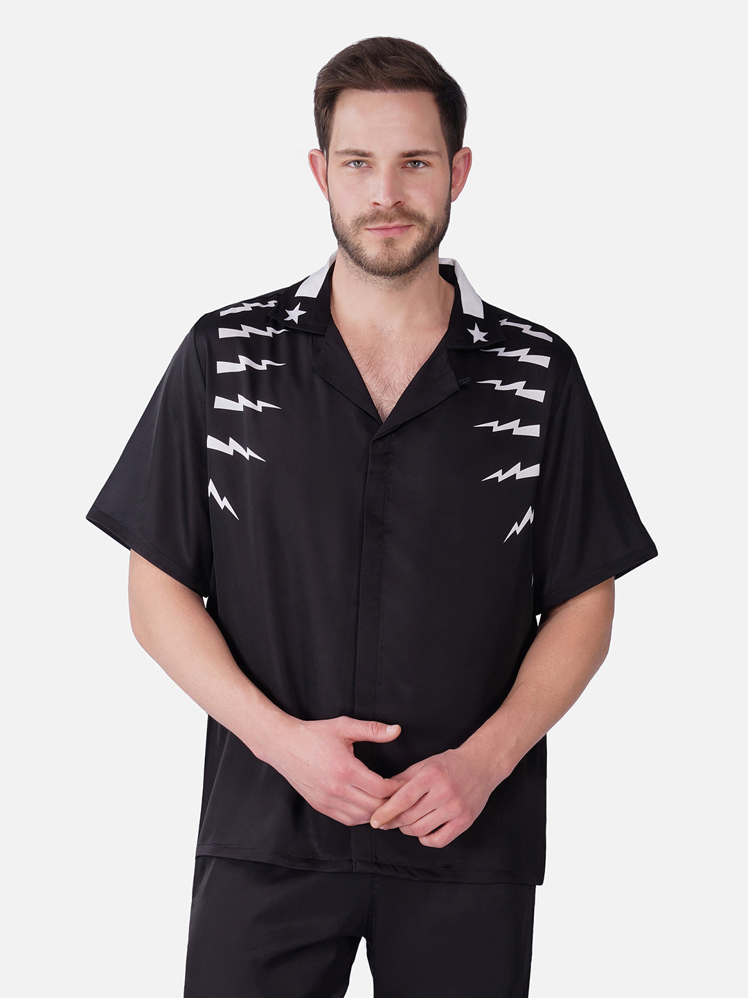 VOLT BLACK – Premium Soft Satin Party Shirt