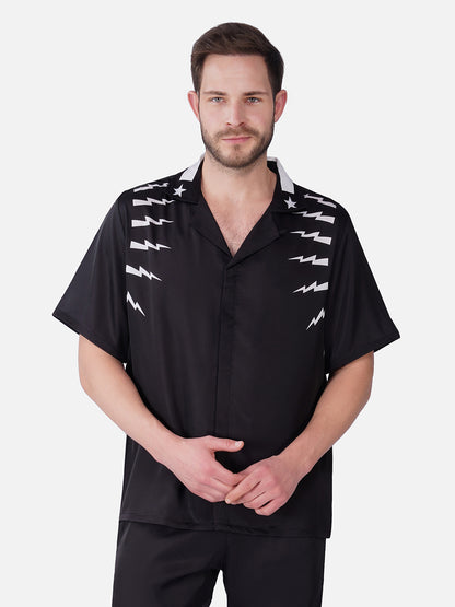 VOLT BLACK – Premium Soft Satin Party Shirt