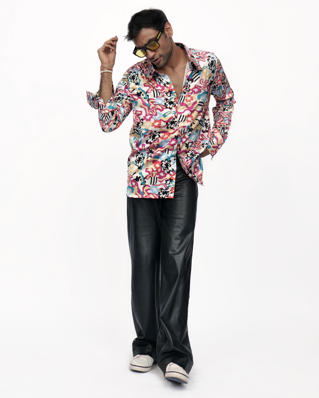 Floral Fusion – Premium Soft Satin Party Shirt