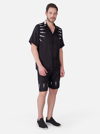 VOLT BLACK – Premium Soft Satin Co-Ord Set