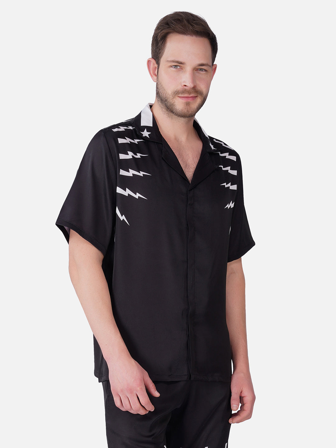 VOLT BLACK – Premium Soft Satin Party Shirt