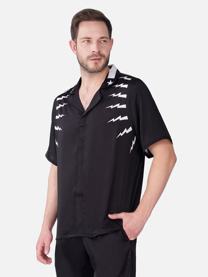 VOLT BLACK – Premium Soft Satin Party Shirt
