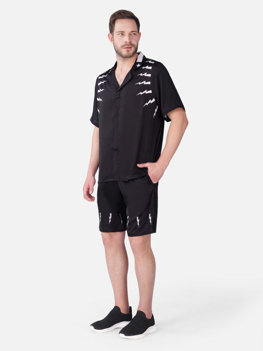 VOLT BLACK – Premium Soft Satin Co-Ord Set