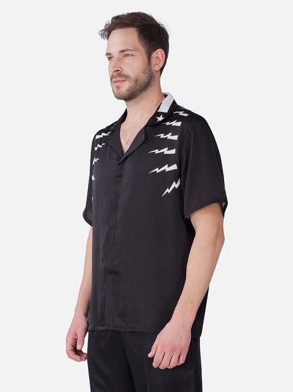 VOLT BLACK – Premium Soft Satin Party Shirt