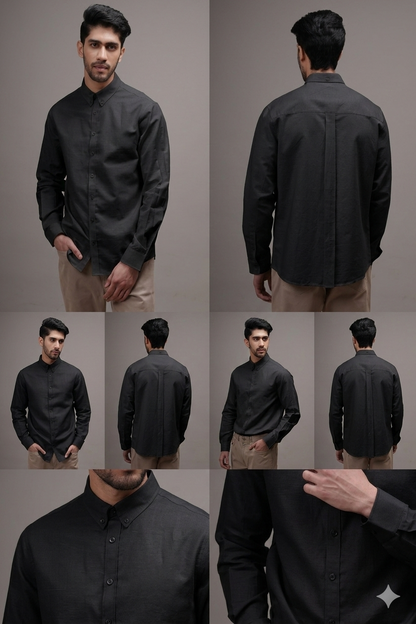 Midnight Black Linen Shirt
