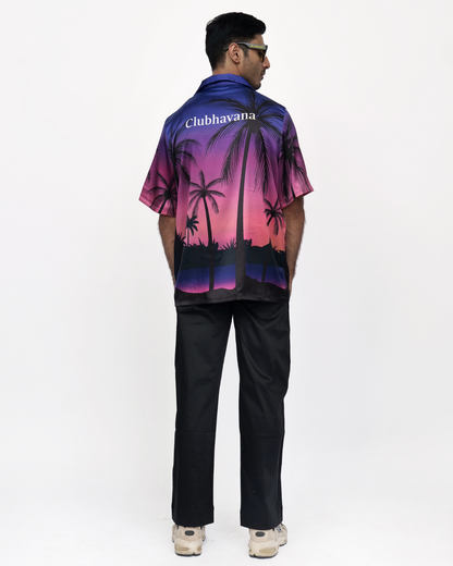 Purple Palms – Premium Soft Satin Shirt