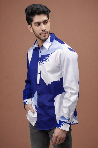 AZURE BLOOM - Cotton Print Shirt
