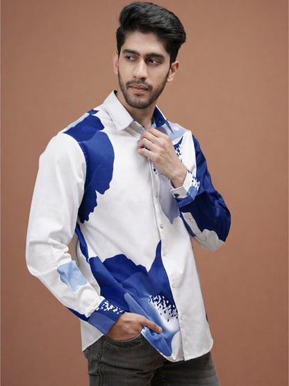 AZURE BLOOM - Cotton Print Shirt