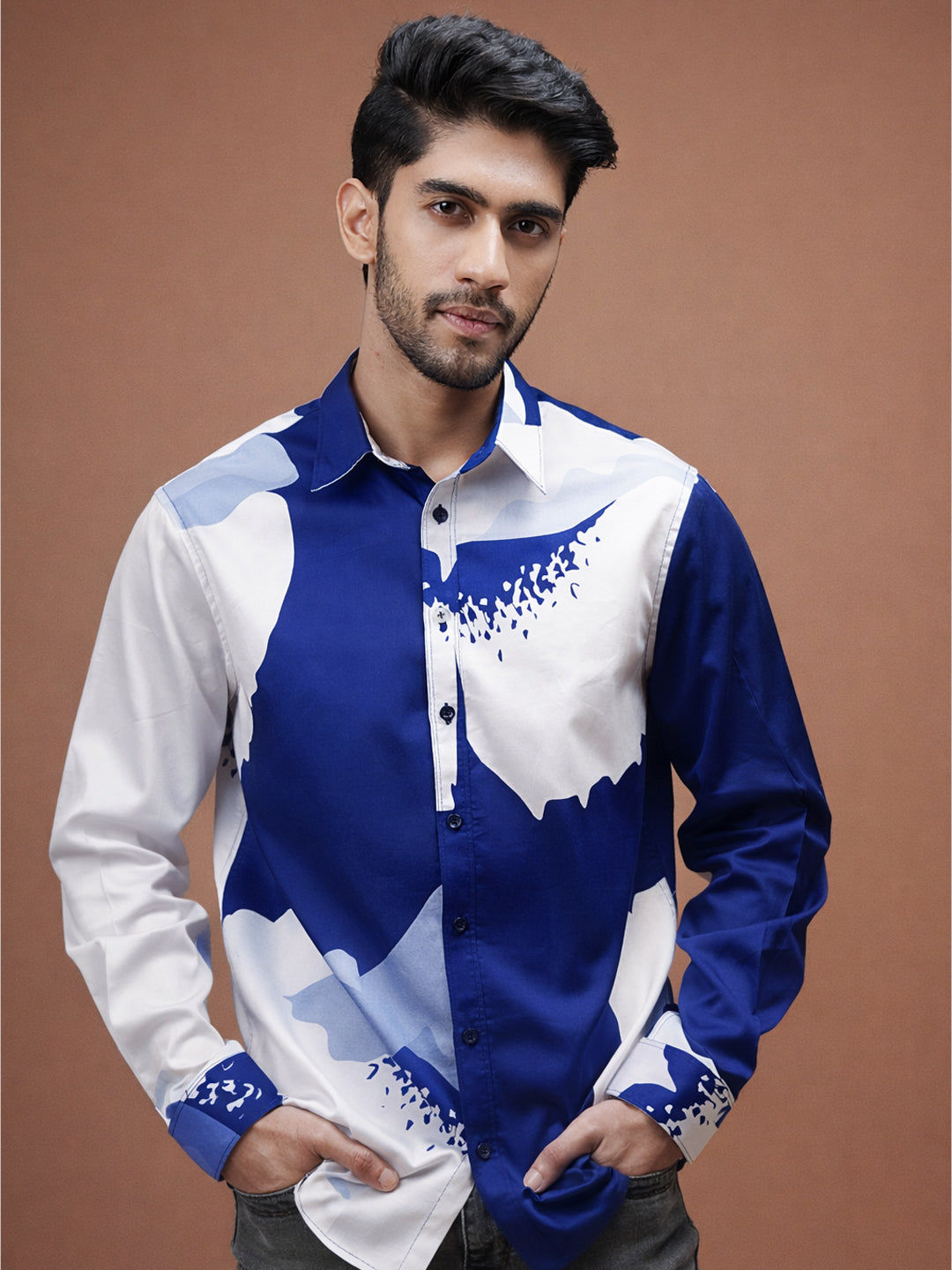 AZURE BLOOM - Cotton Print Shirt