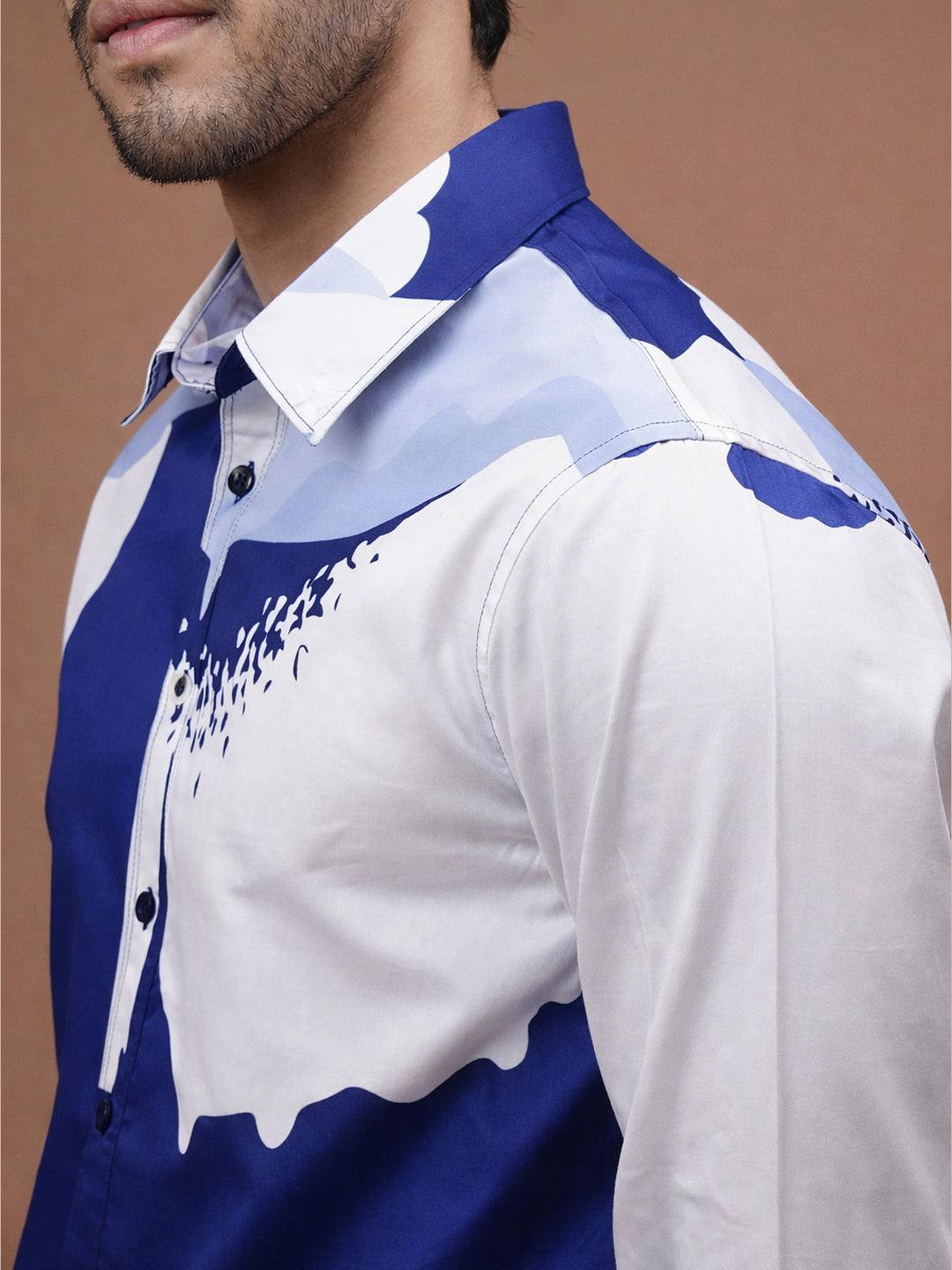 AZURE BLOOM - Cotton Print Shirt