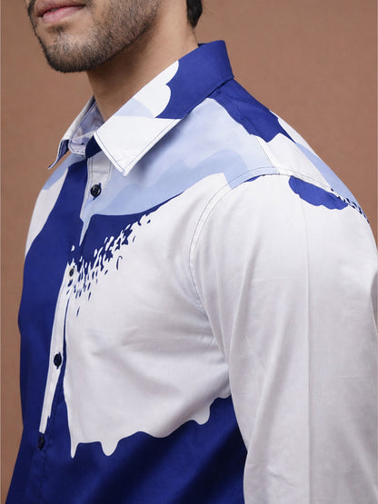 AZURE BLOOM - Cotton Print Shirt