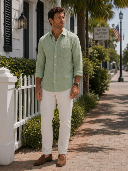 Sage Green Seersucker Shirt