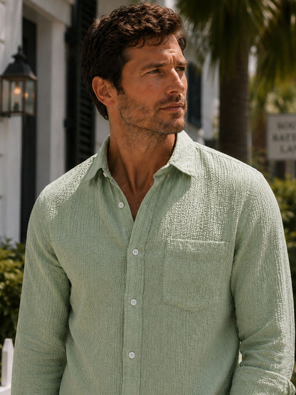Sage Green Seersucker Shirt