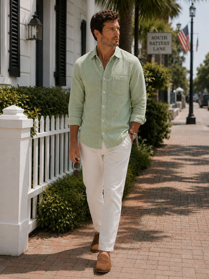 Sage Green Seersucker Shirt