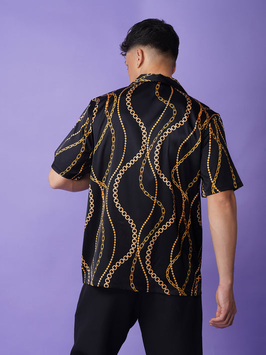 CHAIN LUXE – Premium Soft Satin Party Shirt